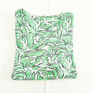 Chico's Green Printed Abstract Palm Graphic Print Short Sleeve Top Size XL